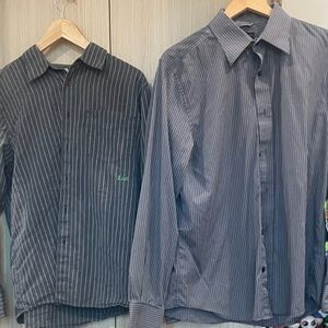 2 striped long sleeve button ups, casual cool perfect dress #gothnem